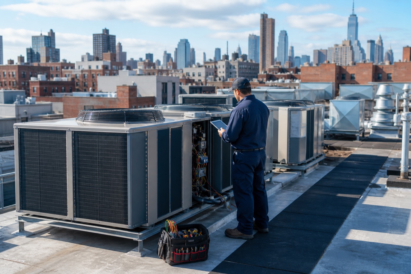Commercial rooftop HVAC equipment service